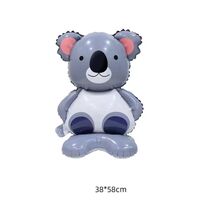 Balon din Folie Metalizata, Vafy, Mini Figurine Animalute, Model Koala, Tematica Aniversare, 38x58 cm, Ambalaj Individual, Pai Inclus, Umflare cu Aer sau Heliu, Multicolor