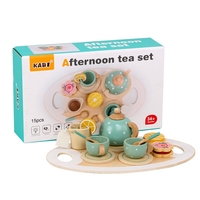 Set de Ceai Flippy, din Lemn, 15 Piese, Vopsea Ecologica, +36 Luni, Multicolor Pastel