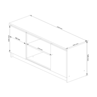 Comoda TV cu 2 usi si o polita, PAL laminat 16 mm, 120x40x55 cm, stejar artisan si alb