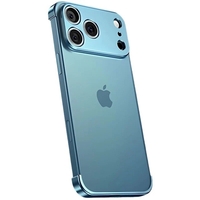 Carcasa de Telefon, Vafy, Compatibila Apple iPhone 17 Pro, Fara Rama, doar Colturi si Camera, din Metal, Grosime 0.1 mm, Albastru