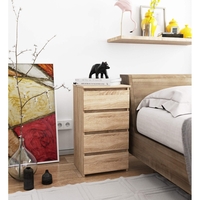 Comoda cu 4 sertare, PAL laminat 16mm, 40x35x74 cm, stejar sonoma