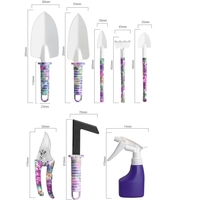 Set 10 accesorii pentru gradinarit Flippy, geanta depozitare inclusa, otel inoxidabil, 37 x 28 cm, mov