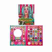 Set de Machiaj Kevin&Coco, 72 de Culori, Paleta de Farduri, Iluminatoare, Blush, Model Christmas Babe, Oglinda Rotunda, 25.5x20x1.7 cm, Multicolor
