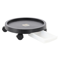 Suport ghiveci rotund cu roti si tava colectare apa, plastic rezistent, 28 cm, negru