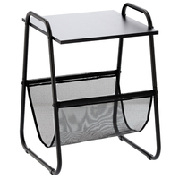 Masuta laterala cu suport reviste 40x40x55 cm, metal si lemn, negru