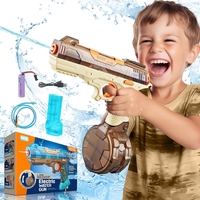 Pistol cu Apa Electric, Flippy, 2 Rezervoare 75/350 ml, din ABS+Silicon, Baterie, Incarcare USB, Conectare la Furtun, +6 Ani, Maro