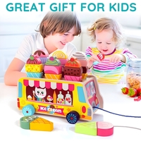Jucarie Educativa Montessori, Flippy, Model Camion de Inghetata, Sortator Forme, 22 x 11 x 12 cm, 3+ ani, Multicolor