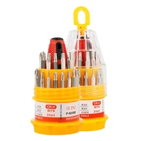 Set de Surubelnite 31-in-1 cu Clichet, Vafy, Set de Uz Casnic pentru Repararea Electronicelor Mici, Maner durabil Izolat Magnetic, 10 x 5 x 5 cm, Galben