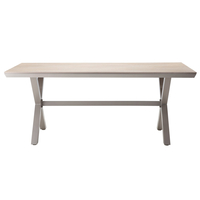 Masa pentru gradina, cadru aluminiu, blat polywood cu aspect de lemn, 180x100x75 cm, bej