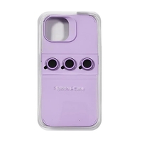 Husa Apple iPhone 14, Vafy, din Silicon Lichid, Interior din Microfibra, Lentile Fosforescente de Protectie Camera, Anti Amprenta, Rezistenta la Socuri, Mov