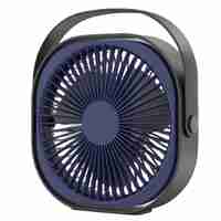 Mini ventilator pentru birou cu usb, Vafy, rotire 360 grade, 3 viteze, 4000 mA, 13.5 x 12,8, Albastru