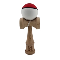 Kendama X Originala, Profesionala, Flippy, din Lemn, Rubber Grip, 18 cm, Rosu/Alb