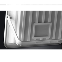 Proiector LED cu Panou Solar Flippy, Senzor de lumina Waterproof, 100W, 23x18 cm, suport U inclus, panou afisaj nivel baterie, telecomanda, 220V, Design Modern, Alb