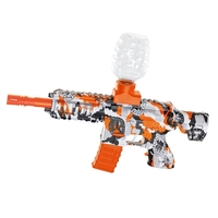 Mitraliera de jucarie electrica Flippy cu bile de hidrogen de gel, gun bluster, tragere in rafala, varsta peste 6 ani, ochelari de protectie, 5000 de bile incluse, cablu de incarcare, 27x37 cm, M416, portocaliu