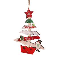 Decoratiune de Craciun din Lemn, Flippy, cu Snur pentru Agatare in Brad, Model Brad de Craciun si Om de Zapada, Scris We Wish You A Merry Christmas, 17x12.8x0.4 cm, Multicolor