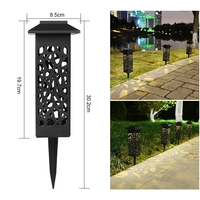 Lampa solara LED, Flippy, Set 6 Bucati, Tip Felinar cu Acoperis, pentru Gradina, Inaltime 30.2 cm, putere 0.2W, 1.2V, 600mAh, Lumina Alb Cald, Negru