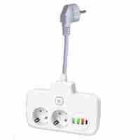 Adaptor Priza, Vafy, 6 in 1, 2 Prize Standard, 3 Porturi USB, 1 Port Tip C, Buton Oprire, 2500W, din PC, Alb