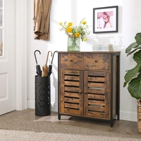 VASAGLE Comoda depozitare cu 2 sertare si polite, usi tip jaluzea, stil industrial, 30x70x80 cm, maro rustic