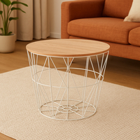 Masuta cafea Atmosphera Kumi, otel si MDF, 38x30 cm, alb