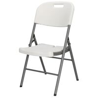 Scaun pliabil HDPE cu cadru metalic, pentru catering sau gradina, 46x53x86 cm, 150 kg, alb