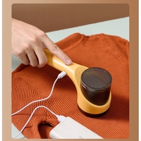 Aparat Scame si Par Haine, Vafy, Electric, USB inclus, Periuta Curatare, pentru Diferite Tesaturi, 3 Trepte, 20.5 x 8.8 x 7 cm, Galben