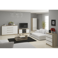 Comoda cu 6 sertare, PAL laminat, 120x40x77 cm, stejar sonoma si alb mat