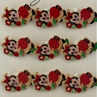 Set 12 Brose Martisor pentru Copii, Jolie, Model Buburuza pe Flori, Rosu