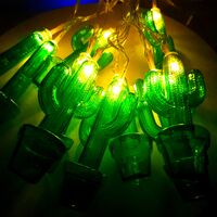 Instalatie de Craciun cu Baterii Fir Transparent Tip Sir 1.5 m 10 LED -uri Cactus Alb Cald