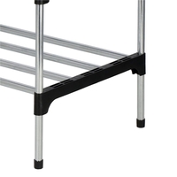 Suport pentru pantofi, 4 rafturi, cadru metalic, 84x28x60cm, negru si argintiu