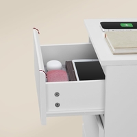 VASAGLE Set de 2 noptiere, cu sertare, 2 prize si 2 USB, 35x40x59 cm, alb