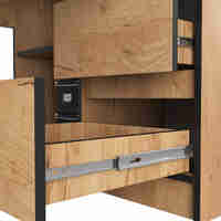 Birou colt dreapta in L cu 3 sertare si rafturi, PAL laminat 16 mm, 155x85x77 cm, stejar craft