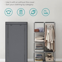 SONGMICS Garderoba pentru depozitarea hainelor, din material textil, design personalizabil, 45x88x168 cm, gri