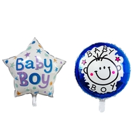 Set 2 Baloane din Folie Metalizata, Vafy, Figurine Stea si Cerc, Tema Botez Baietel, 45 cm, Ambalaj Individual, Pai Inclus, Umflare cu Aer sau Heliu, Albastru