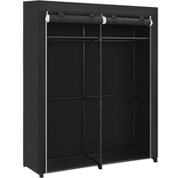 SONGMICS Garderoba pentru depozitarea hainelor, din material textil, cu 2 bare pentru umerase, 43x140x174cm, negru