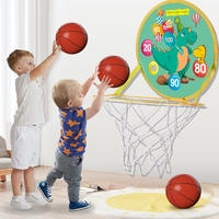 Jucarie Interactiva, Flippy, 2 in 1, Cos de Basket si Tinta de Darts, Minge 16 cm, Pompa, 8 Mingii cu Scai, Model Dragon, Multicolor