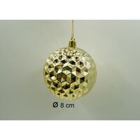 Set de 24 ornamente de brad, Flippy, de tip Glob, Rosu/ Auriu, cu ø de 8 cm, din plastic, cu finisaj sclipitor , cutie 19 cm lungime x 42 cm inaltime x 19 cm adancime