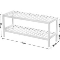 Raft de depozitare din bambus, cu 2 niveluri, 26x70x33cm, alb