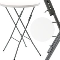 Masa de gradina pliabila, 80 cm, alb – cadru din otel, blat HDPE rezistent la intemperii, usor de transportat
