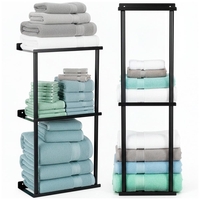 Raft metalic pentru prosoape, structura cu finisaj mat, accesorii montaj incluse, 25x16x76 cm, negru