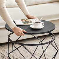 VASAGLE Set de 2 mese de cafea, stil industrial, 50x40cm si 40x36cm, negru