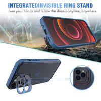 Husa de protectie pentru Apple iPhone 14 Pro, Vafy, Bracket series cu suport si protectie pentru camera, Albastru