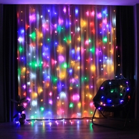 Instalatie Craciun, Tip Perdea IP44, 3m x 2m, 200 Led-uri, Multicolor, USB si telecomanda cu 8 functii, Vafy