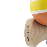 Kendama X Originala, Profesionala, Flippy, Big Cups V2, Super Sticky Legendary Cupe Mari, Rulment Metalic cu Ata 55 cm, Portocaliu/Galben/Alb