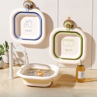 Cada Pliabila pentru Baie pentru Copii, Flippy, Cadita pentru Bebelusi, Model Patrat pentru Picioare, Albastru, 30x30x3.5 cm, 3.5 L