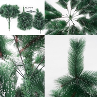Brad artificial de Craciun tip pin inzapezit, inaltime 180 cm, diametru 105 cm, 260 ramuri cu ace 3D 12 cm, Flippy, verde cu varfuri ninse, suport metalic inclus