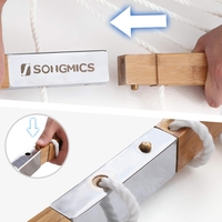 SONGMICS Hamac dublu cu bare curbate din bambus, perna inclusa, maxim 225 kg, 200x140 cm, albastru