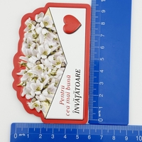 Martisor pentru Invatatoare, Flippy, Set 24 Bucati, Magnet Martisor pentru Frigider, Mesaj pentru Invatatoare, 10 x 6 cm, Alb Rosu