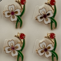 Set 12 Brose Martisor Primavara, Jolie, Model Trifoi cu Buburuza, Verde Alb Rosu