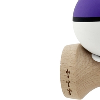 Kendama X Originala, Profesionala, Flippy, Cupe Mari KING SIZE V3, Rubber Grip, Gaura in Baza, Rulment Metalic, din lemn 18 cm, Ata 62/65 cm, S Bicolor Violet/Alb