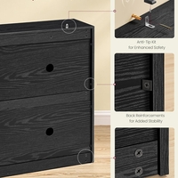 VASAGLE Dulap pantofi 4 clapete, compartimentare reglabila, 16-28 perechi de incaltaminte, 106x24x83 cm, negru abanos